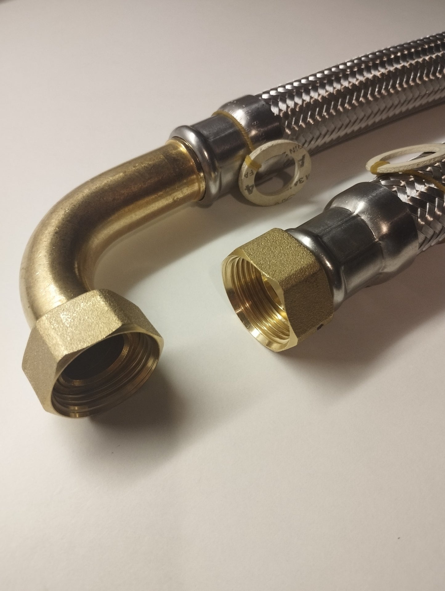 Flexschlauch DN25 1" IG x 1" IG 90° Bogen mit Edelstahlumflechtung