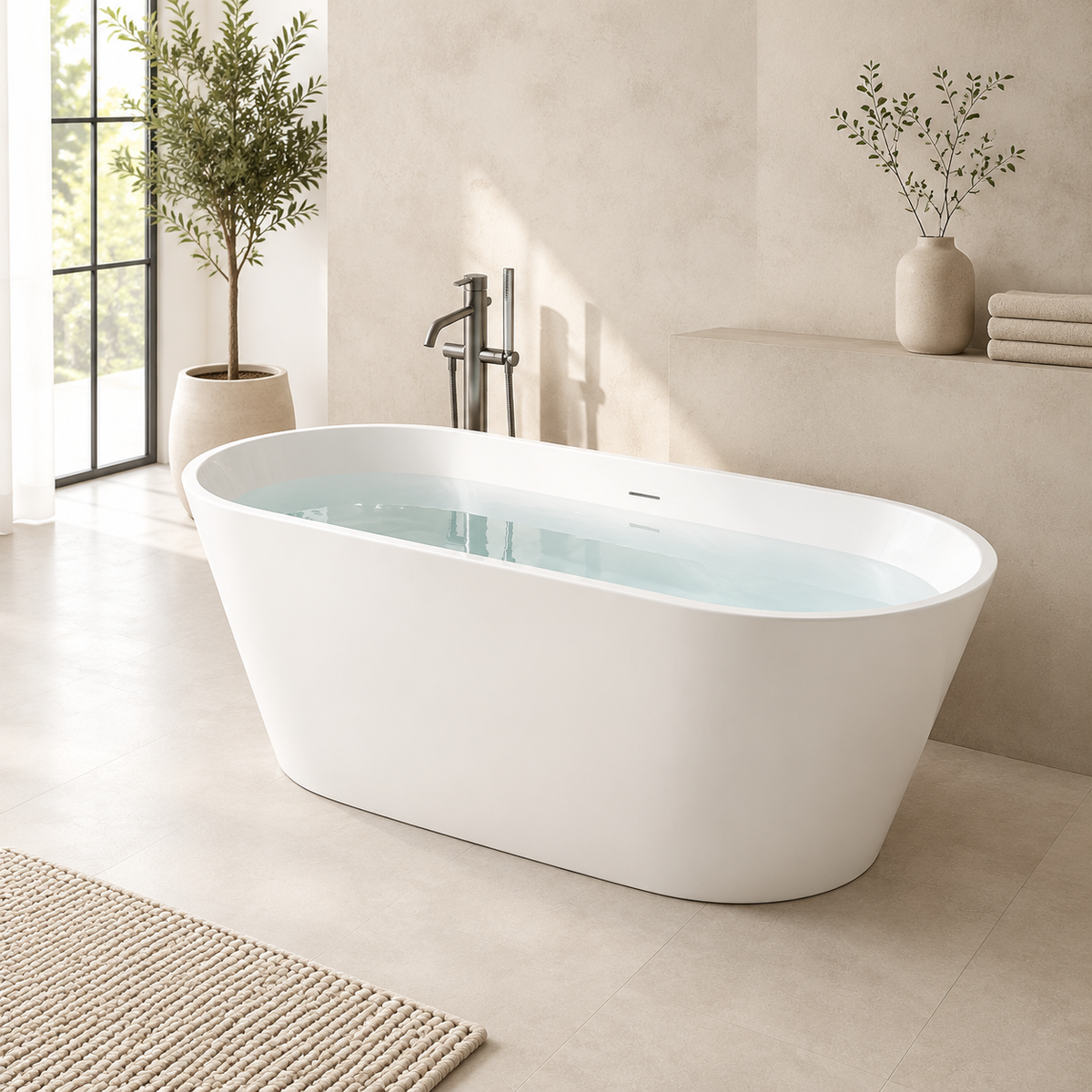 Freistehende Acryl-Badewanne K2138-67 – 170 × 80 cm