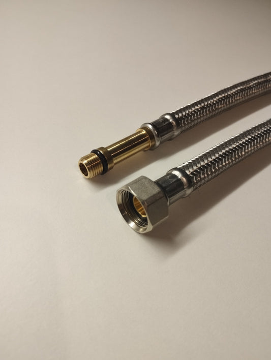 Flexschlauch DN8 G3/8" IG (mit Dichtung) x M10x1 lang mit Edelstahlumflechtung