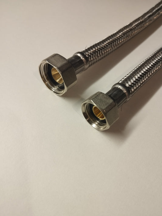 Flexschlauch DN8 G3/8" IG (mit Dichtung) x 1/2" IG (mit Dichtung) mit Edelstahlumflechtung