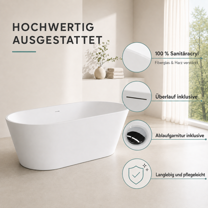 Freistehende Acryl-Badewanne K2138-67 – 170 × 80 cm
