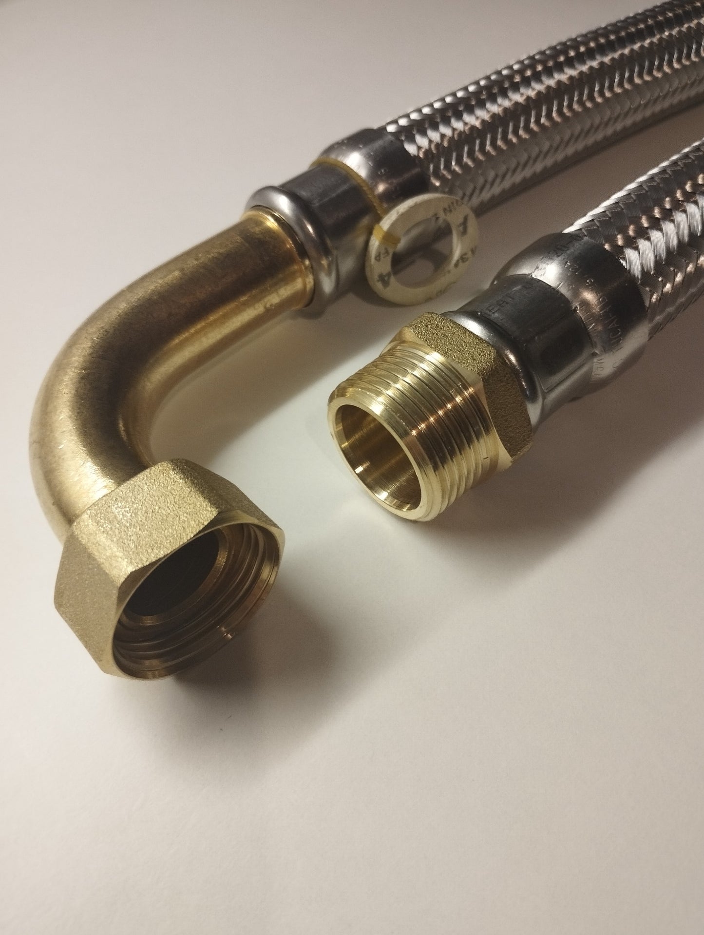 Flexschlauch DN25 1" AG x 1" IG 90° Bogen mit Edelstahlumflechtung